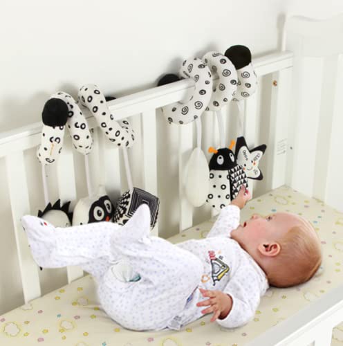 SWECOMZE Tier Baby Activity-Spirale Kette, Stoff-Spirale zum Greifen und FĂĽhlen Mit Glocke Baby Spielzeug