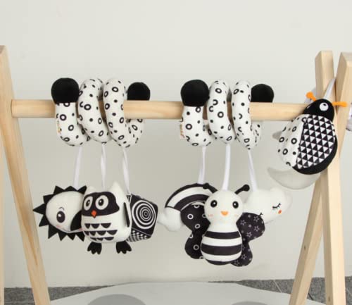SWECOMZE Tier Baby Activity-Spirale Kette, Stoff-Spirale zum Greifen und FĂĽhlen Mit Glocke Baby Spielzeug