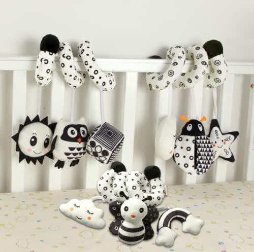 SWECOMZE Tier Baby Activity-Spirale Kette, Stoff-Spirale zum Greifen und FĂĽhlen Mit Glocke Baby Spielzeug