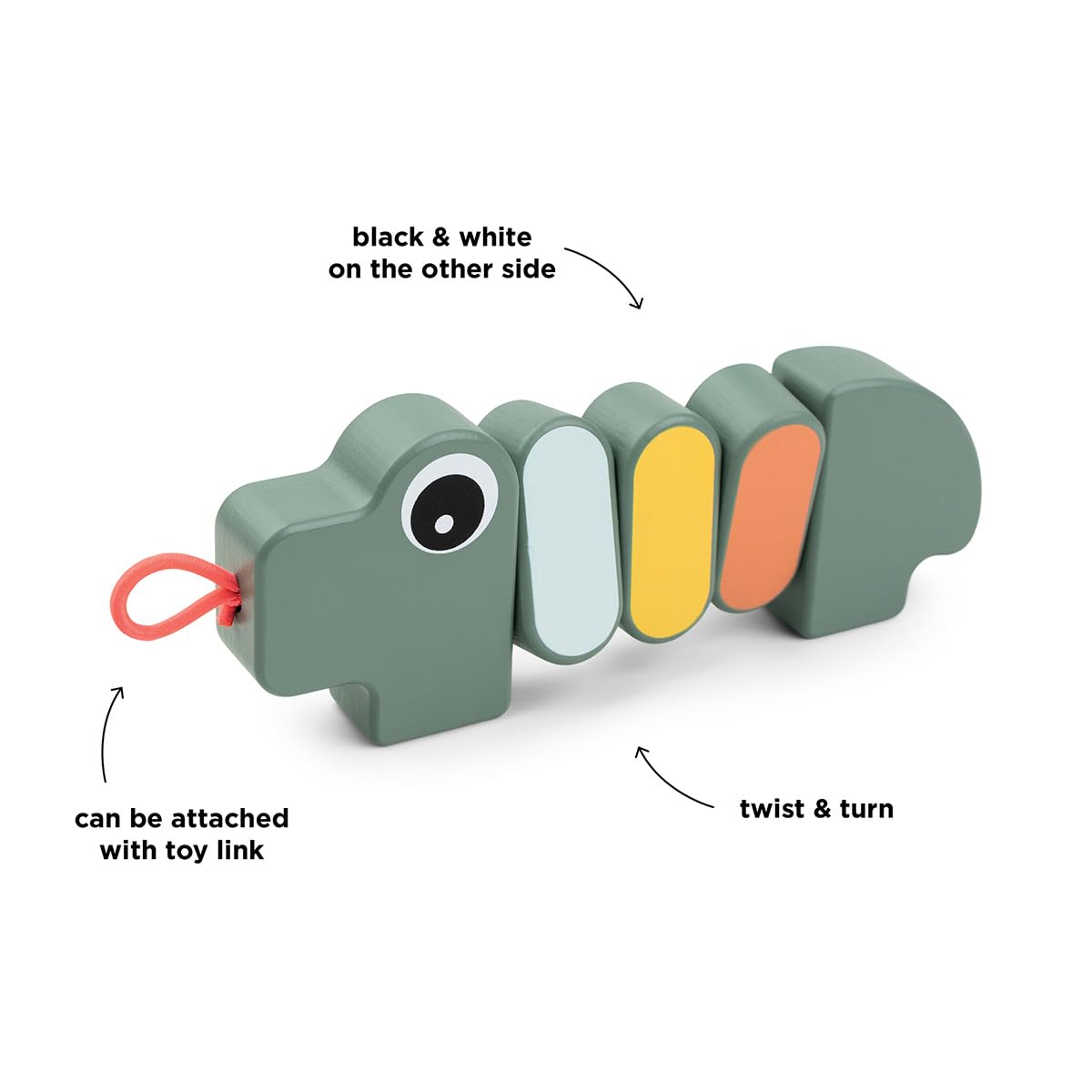Done by Deer Twist & Turn Spielzeug Croco Grün - Baby Spielzeug das fördert die Feinmotorik