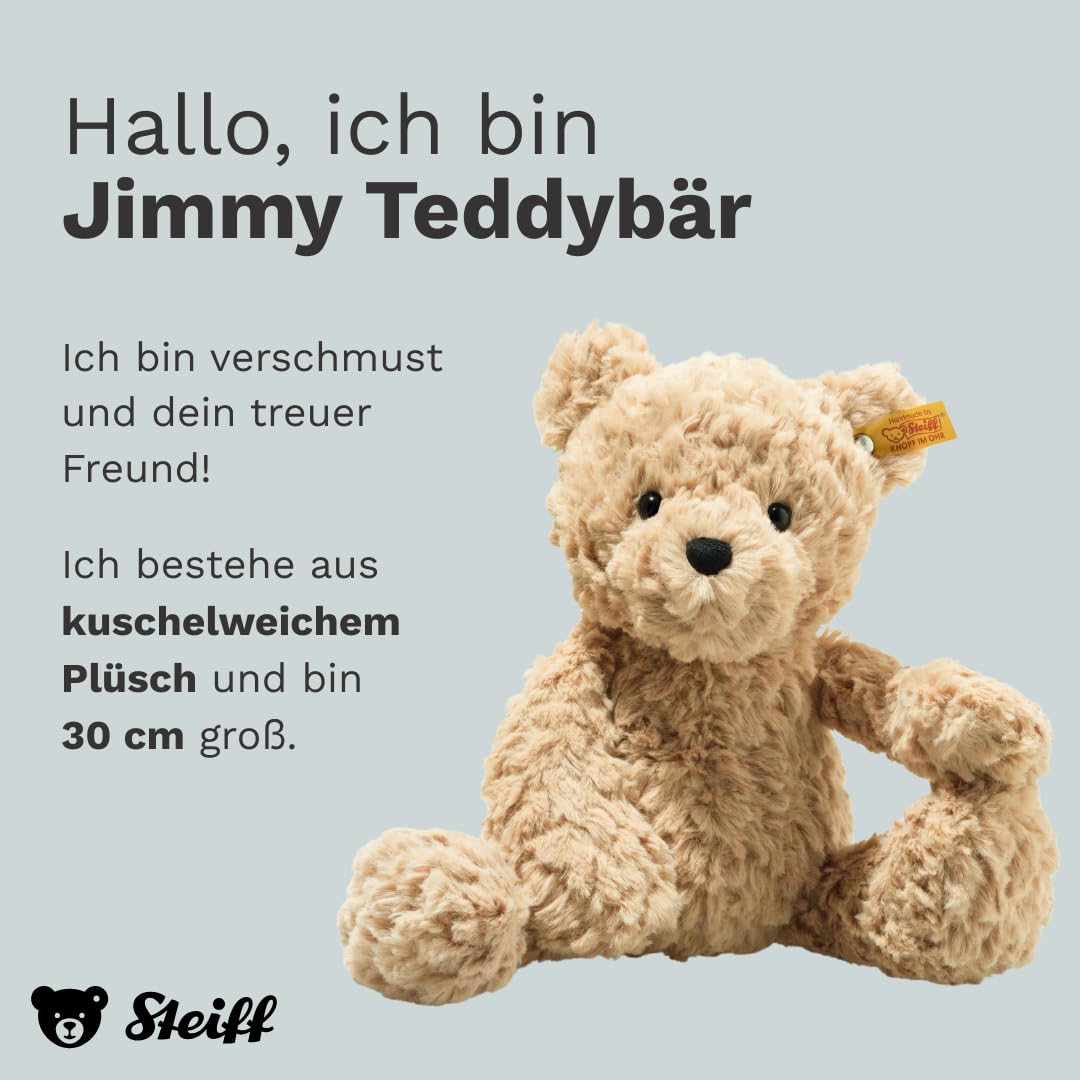 Steiff Kuscheltier Jimmy Teddybär, Süßes Stofftier mit Kunststoffaugen, Kinder, Jungen & Mädchen, Friends