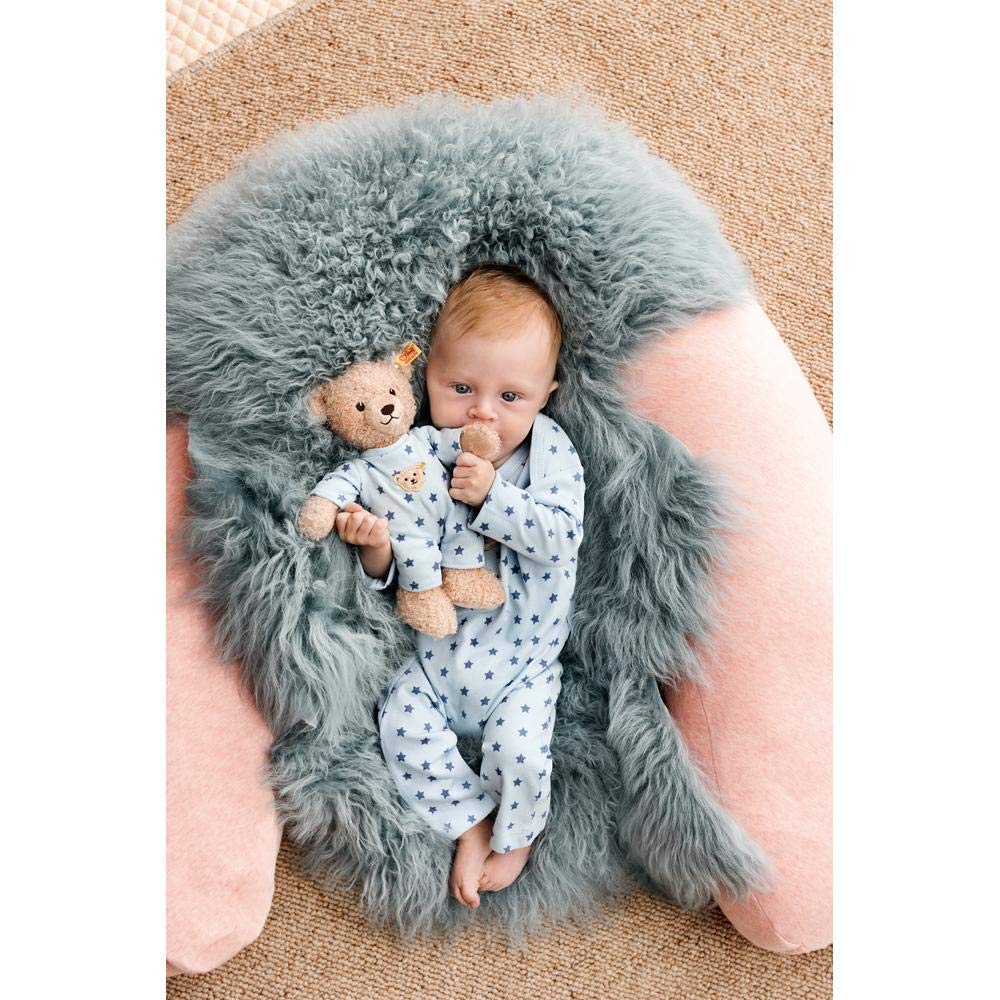 Steiff Teddy and Me Teddybär Junge Baby mit Schlafanzug 25 cm, Teddybär mit blauem Schlafanzug, Kuscheltier für Babys