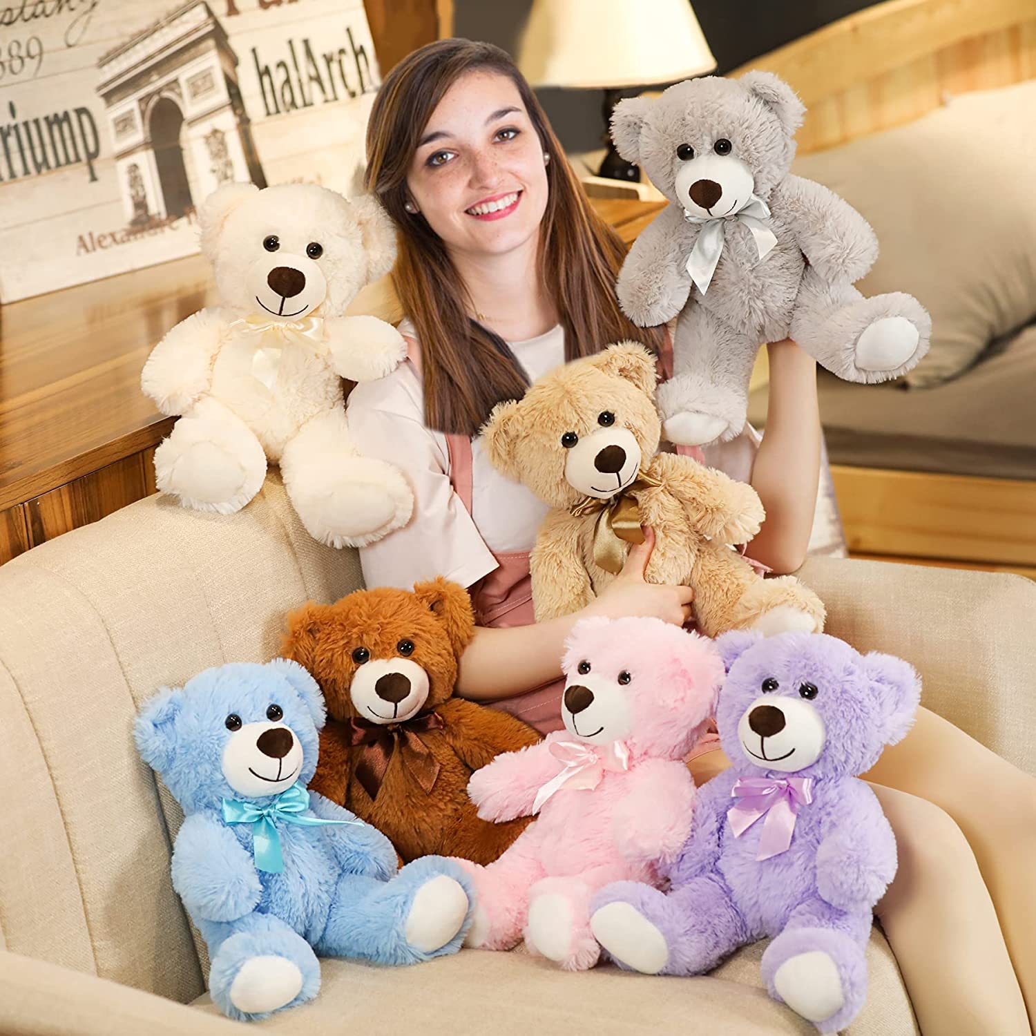SNOWOLF Bear Plush Cute Stuffed Animal Toys Pillow Bear Doll Gift for Kids Boys Girls Birthday Christmas