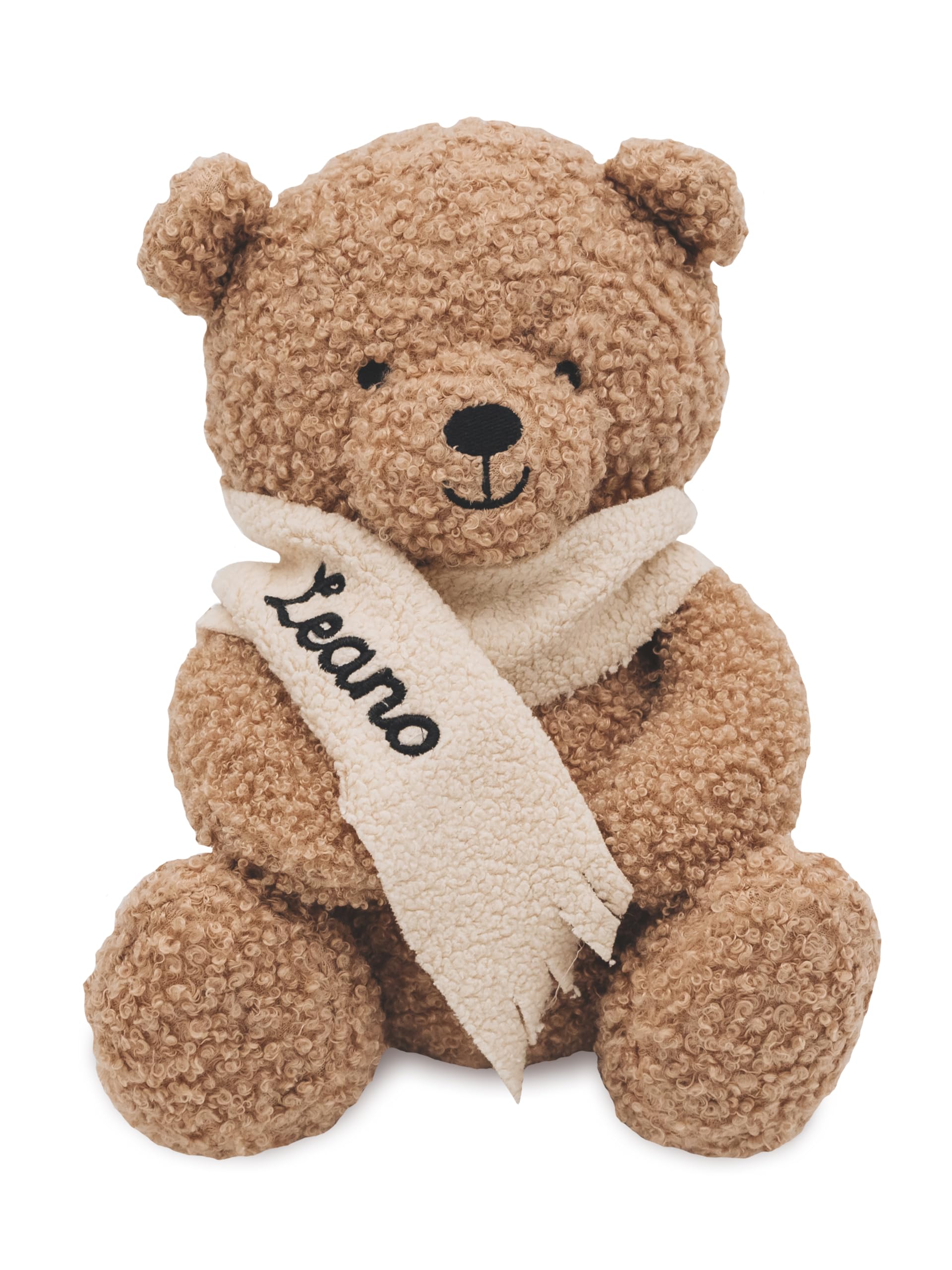 wunderwunsch Jollein Kuscheltier Boucle Teddybär personalisiert, Teddy auf Wunsch mit Schal und Namen