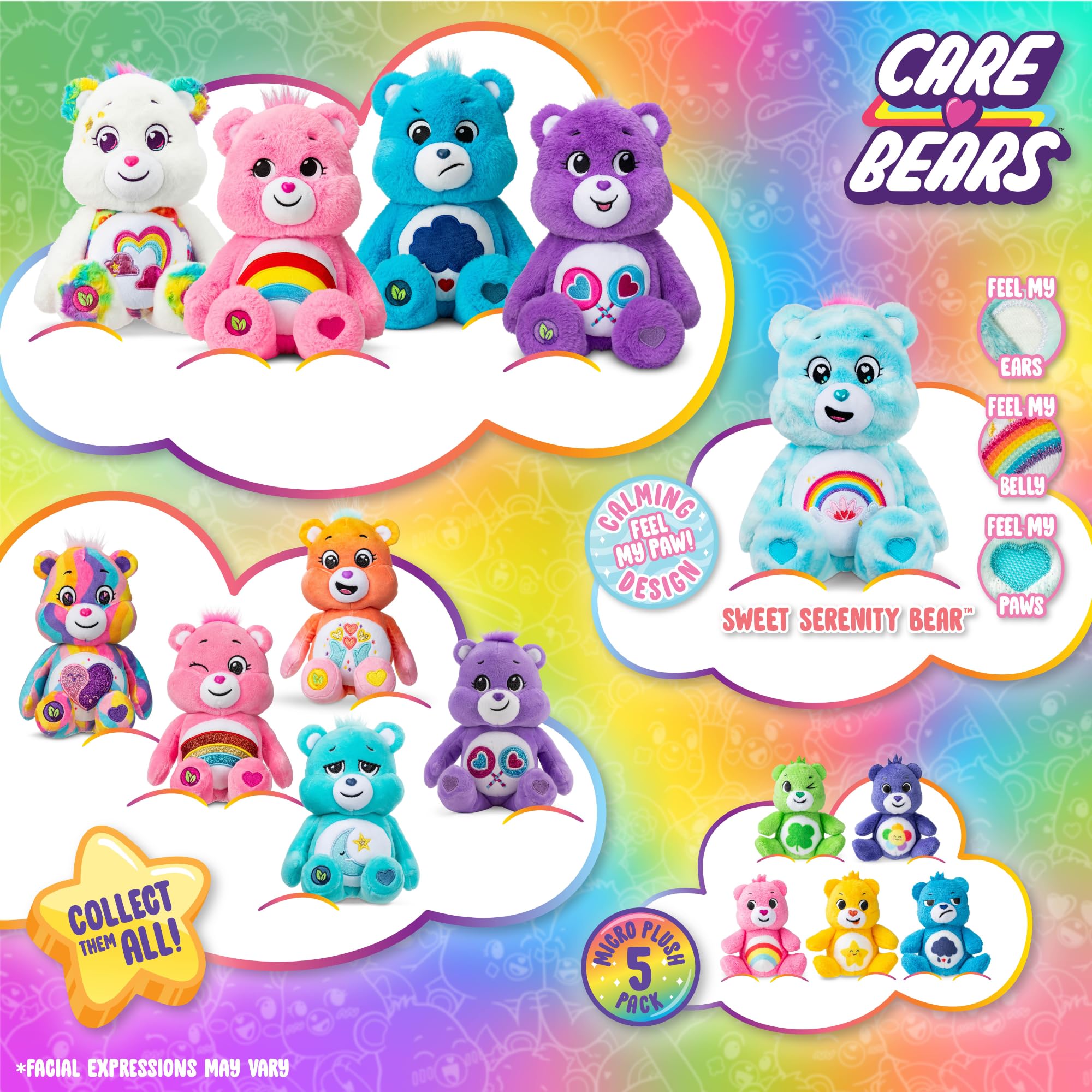 Care Bears 22061 14 Inch Medium Plush Cheer Bear, Collectable Cute Plush Toy, Cuddly
