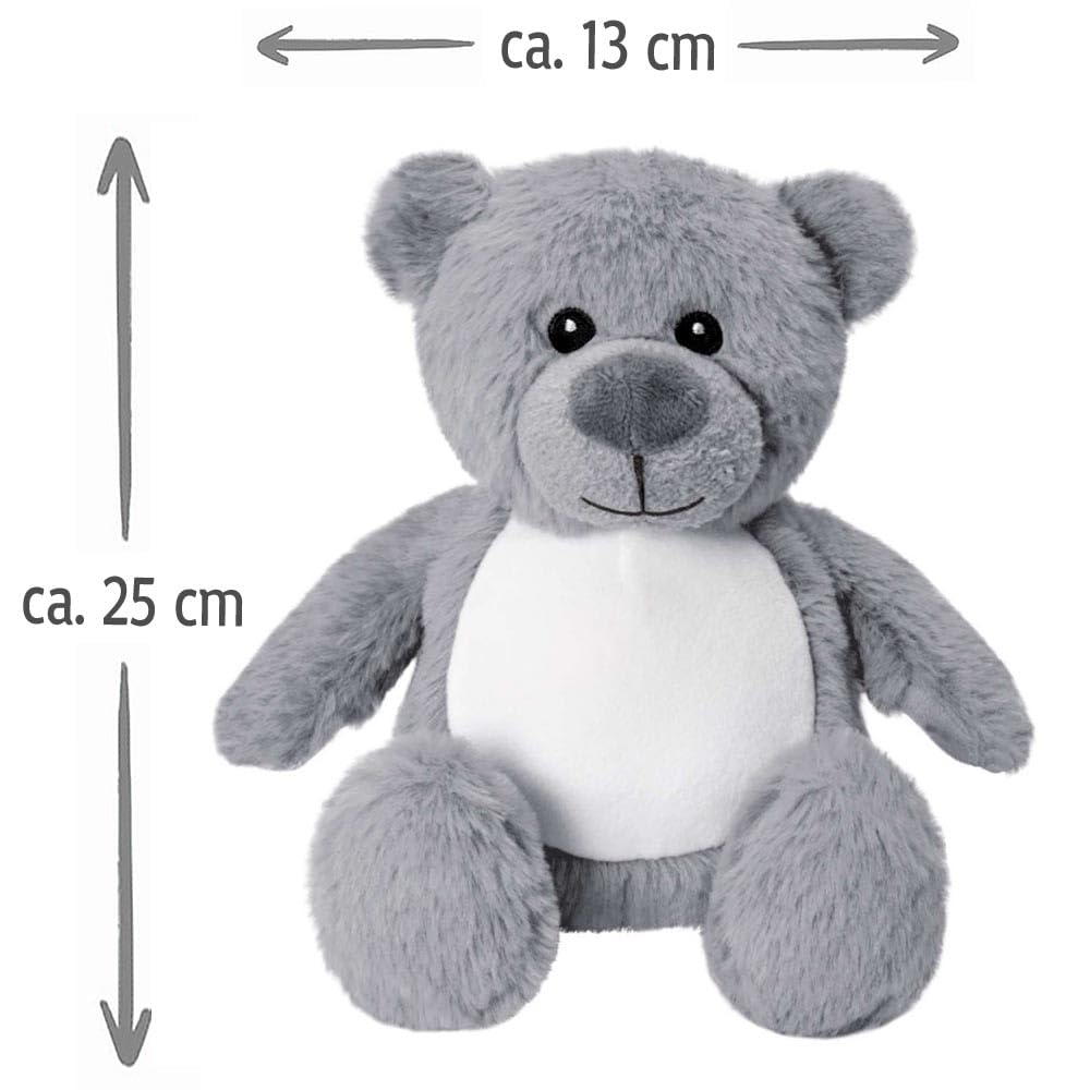 Elefantasie Kleines Stofftier PERSONALISIERT Teddybär mit Name Bedruckt Kuscheltier Plüschtier 25cm Bär beige