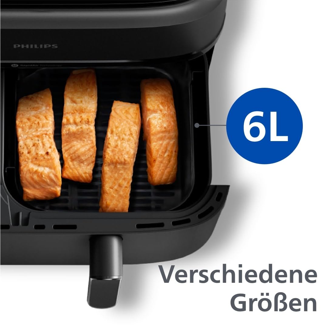 Philips Dual Basket Airfryer 3000 Serie 9L, 2 Schubladen mit Synch-Funktion, Rapid Air Technologie, Frühstücks-Set, Energiesparend, HomeID