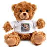 Kuscheltier Teddybär personalisiert – Flauschiges Plüschtier mit weißem T-Shirt zum Bedrucken – Weicher Teddybär