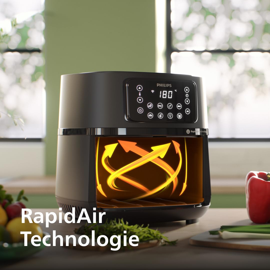 Philips Airfryer 5000 Serie XXL 7,2L, 16-in-1 Heißluftfritteuse, Wifi & App, Rapid Air Technologie, 90% weniger Fett, Rezepte-App, HD9285