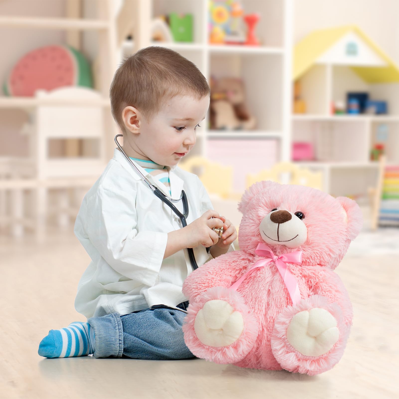 BEJOY Teddybär, Weiche Plüschbär Süß Stofftiere Kuscheltier, Weihnachten Neujahr, 36cm Rosa