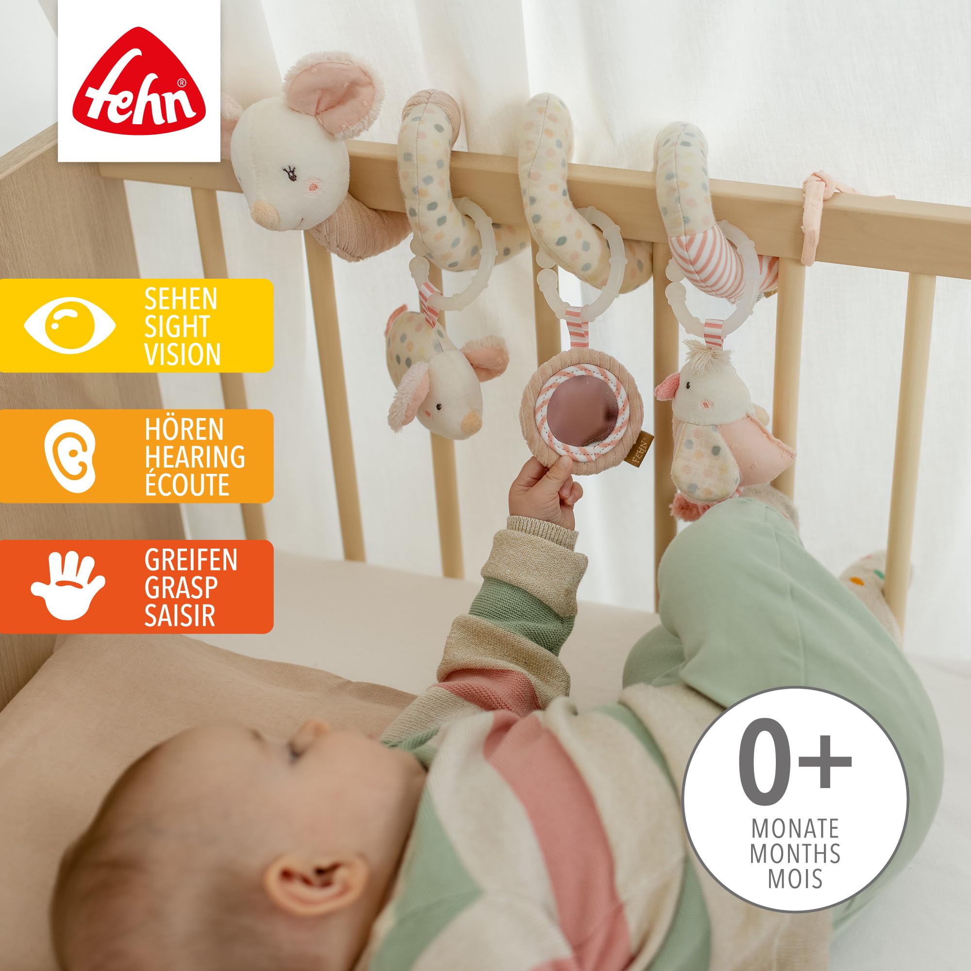 Fehn Activity-Spirale Maus – Motorikspielzeug mit Lernfunktionen zum Tasten, Fühlen, Spielen