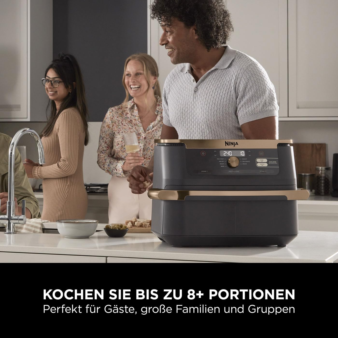 Ninja Foodi FlexDrawer Dual Zone Airfryer 10,4L, herausnehmbarer Trenner, 7-in-1 Funktionen, Antihaft, spülmaschinenfest, Schwarz/Kupfer