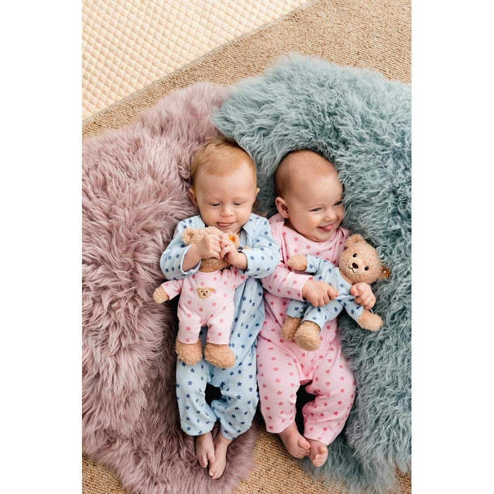 Steiff Teddy and Me Teddybär Junge Baby mit Schlafanzug 25 cm, Teddybär mit blauem Schlafanzug, Kuscheltier für Babys