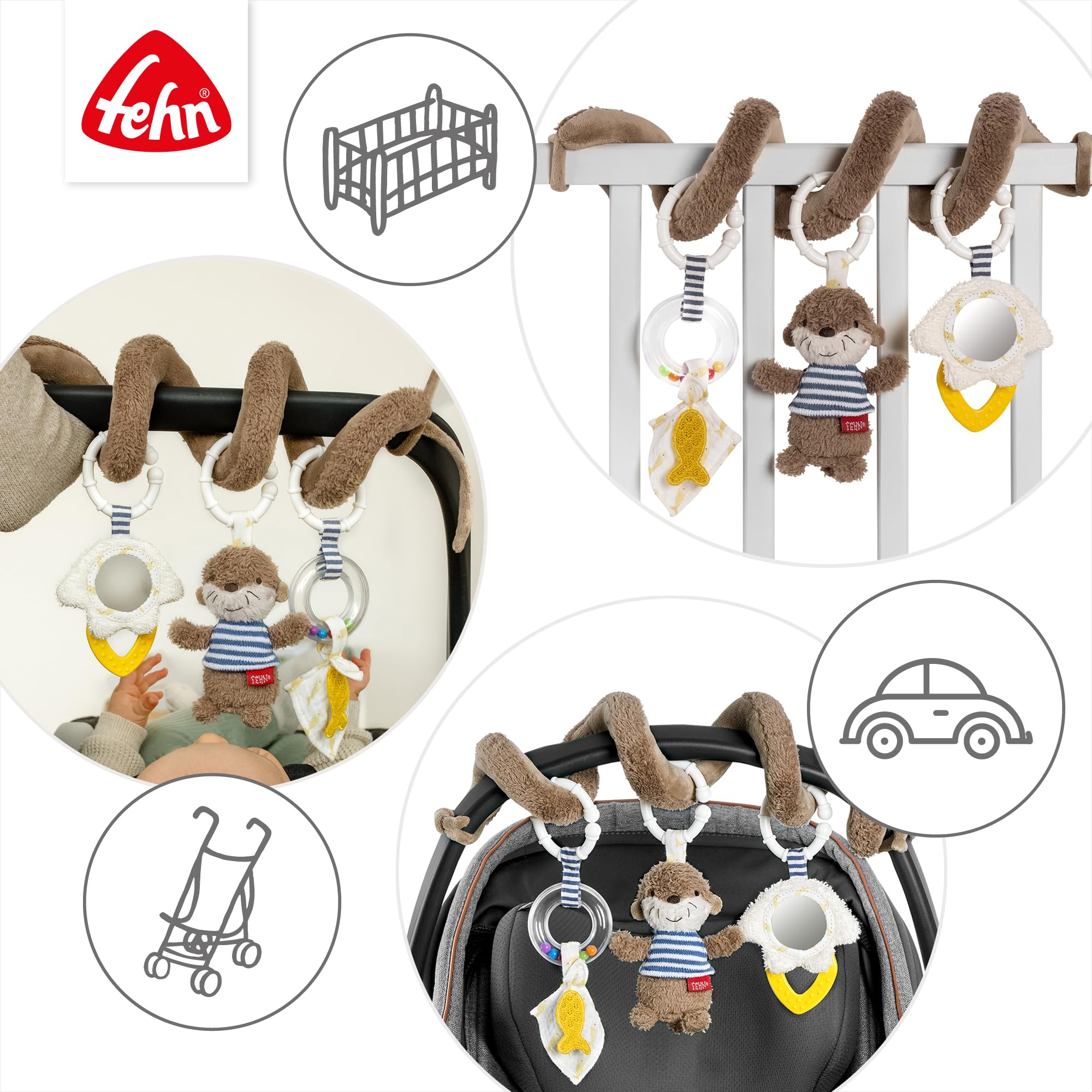 Fehn Otter Aktivitäty-Spirale, Motorikspielzeug mit Lernfunktionen zum Berühren, Fühlen und Spielen