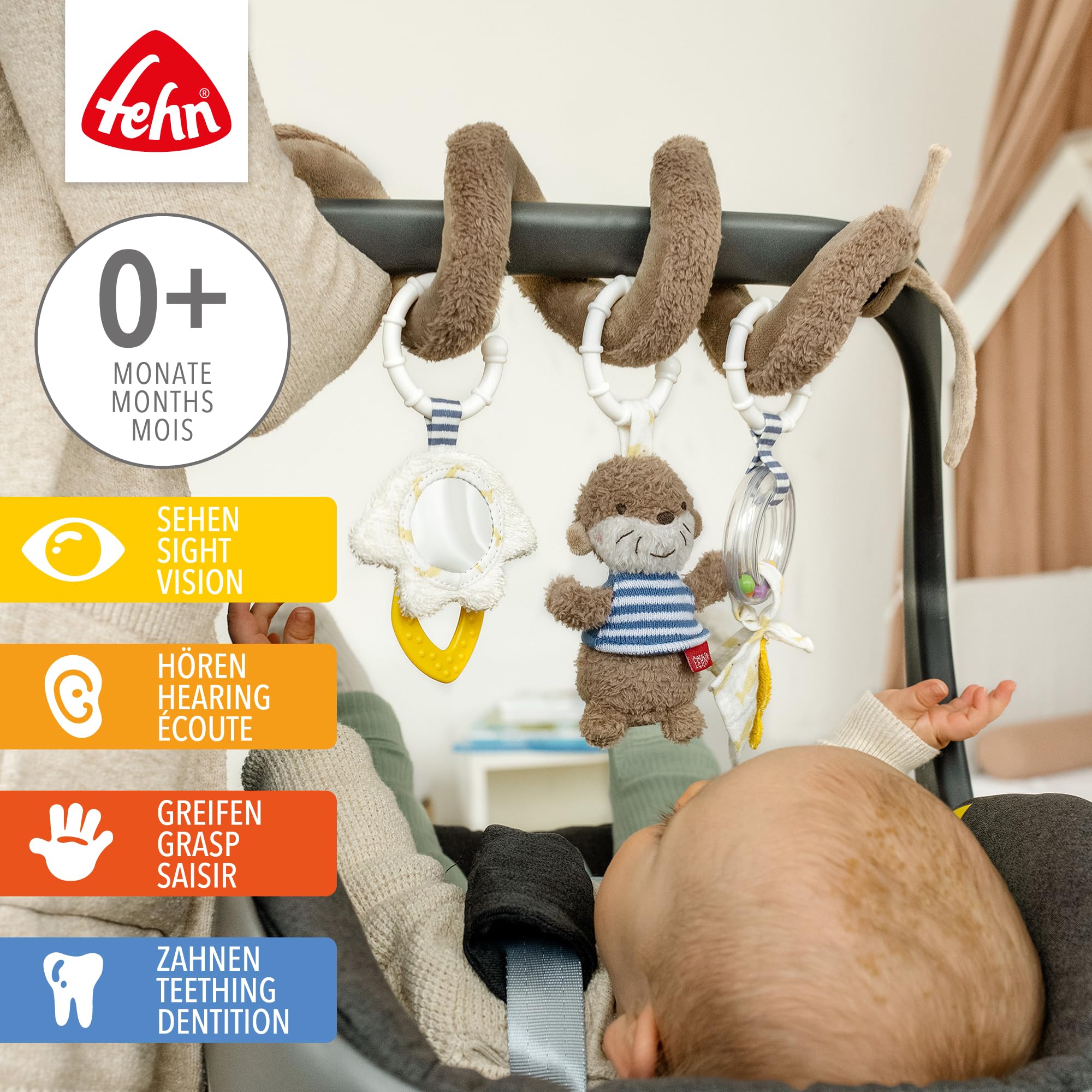 Fehn Otter Aktivitäty-Spirale, Motorikspielzeug mit Lernfunktionen zum Berühren, Fühlen und Spielen